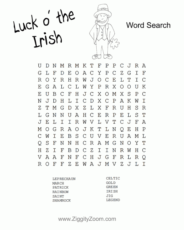 St. Patrick Irish Word Search