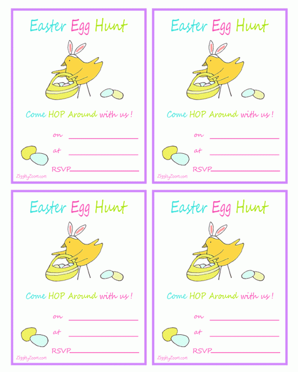 Easter Egg Hunt Printable Invitation Ziggity Zoom Family