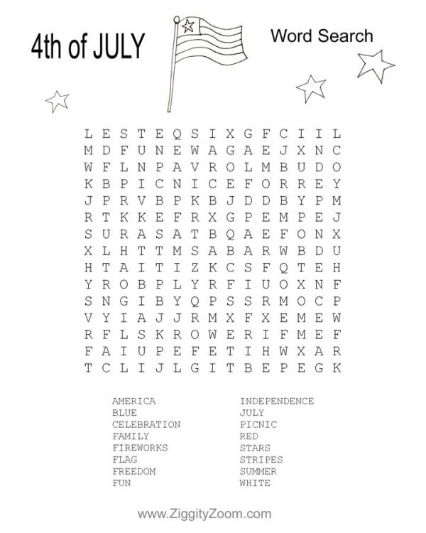 4th of July Patriotic Word Search