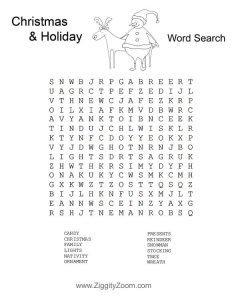 Christmas Word Search Worksheet
