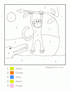 Color by Number Monkey Worksheet