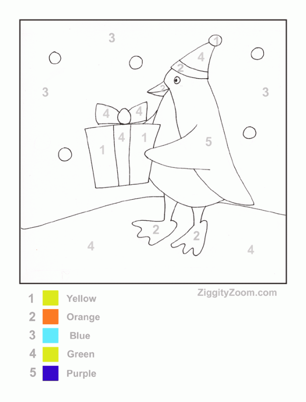 Color by Number Penguin Worksheet