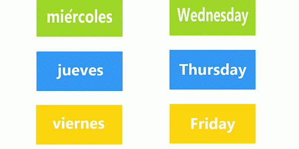 Spanish days of the week printable