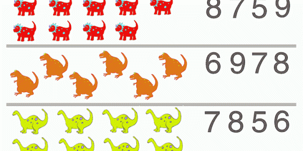 Dinosaur Number Recognition Worksheet 5 to 9