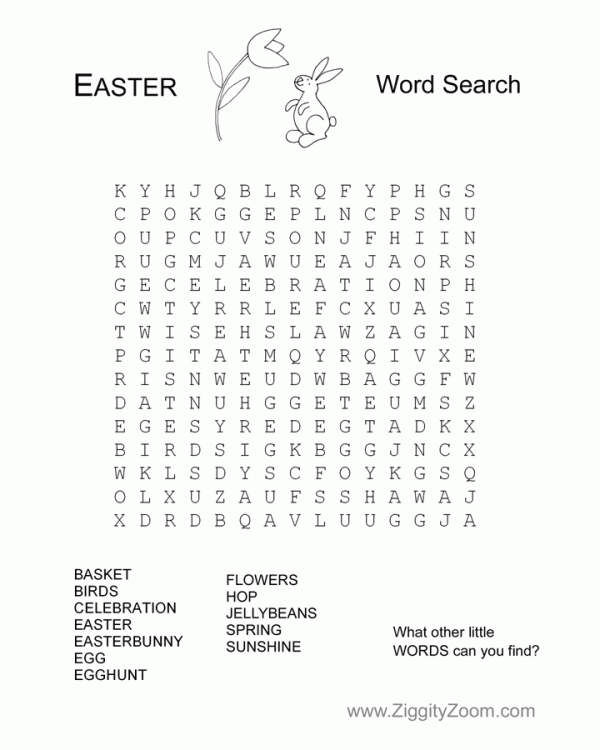 Easter Spring Word Search Worksheet