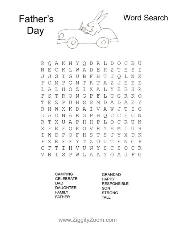 Father's Day Word Search Worksheet