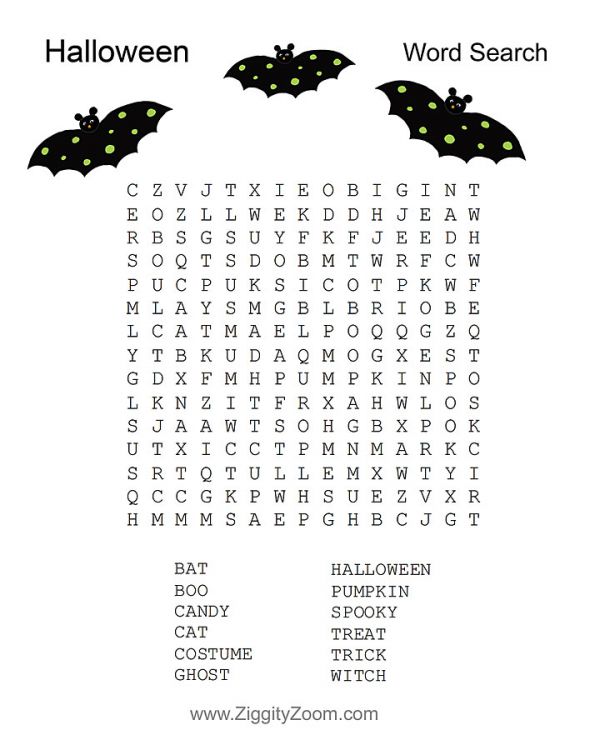 Halloween Word Search Printable Worksheet