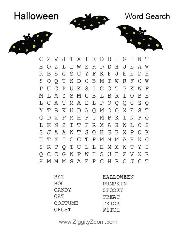 2nd Grade Halloween Word Search Printable