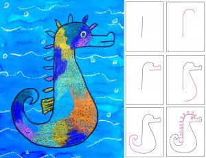 Mixed Media Seahorse Art Project for Kids
