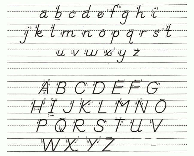 D'Nealian Alphabet Tracing Worksheet