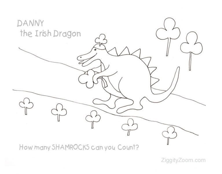 Danny the Irish Dragon Color and Count Worksheet