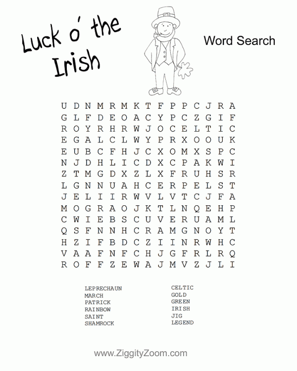 St Patrick Irish Word Search