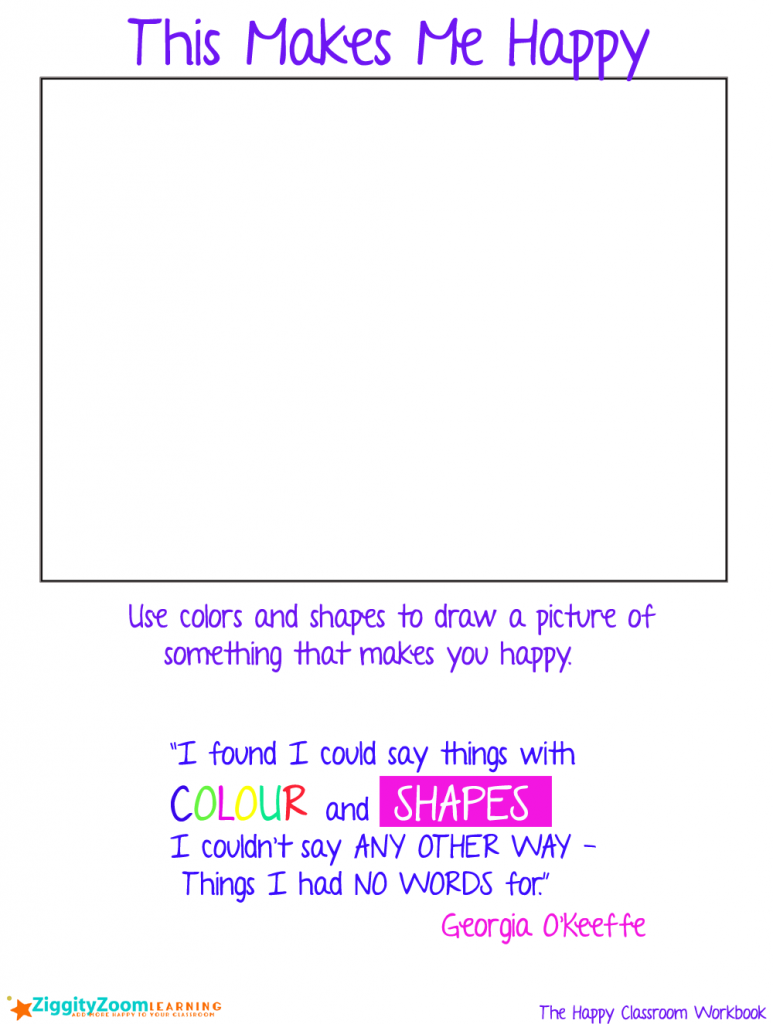 happy drawing colors and shapes worksheet