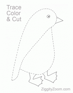 Trace Color and Cut Penguin Activity