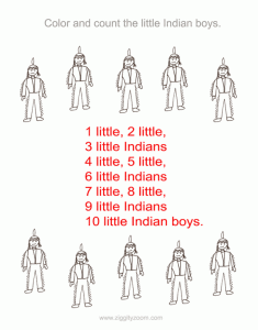 Thanksgiving Printable- 10 Little Indians