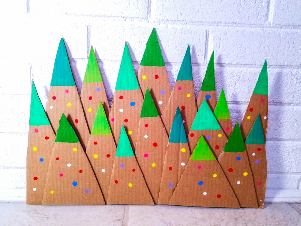 DIy Cardboard Recyled Christmas Tree Craft Art Installation