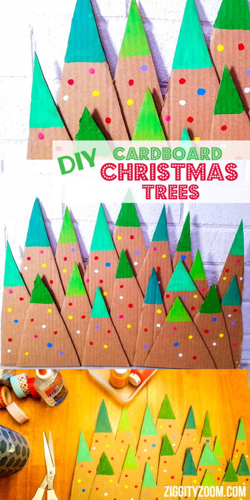 DIY Recycled Cardboard Christmas Trees Art 