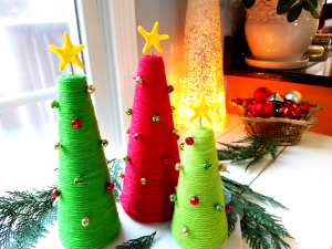 DIY Yarn Wrapped Christmas Tree Decor