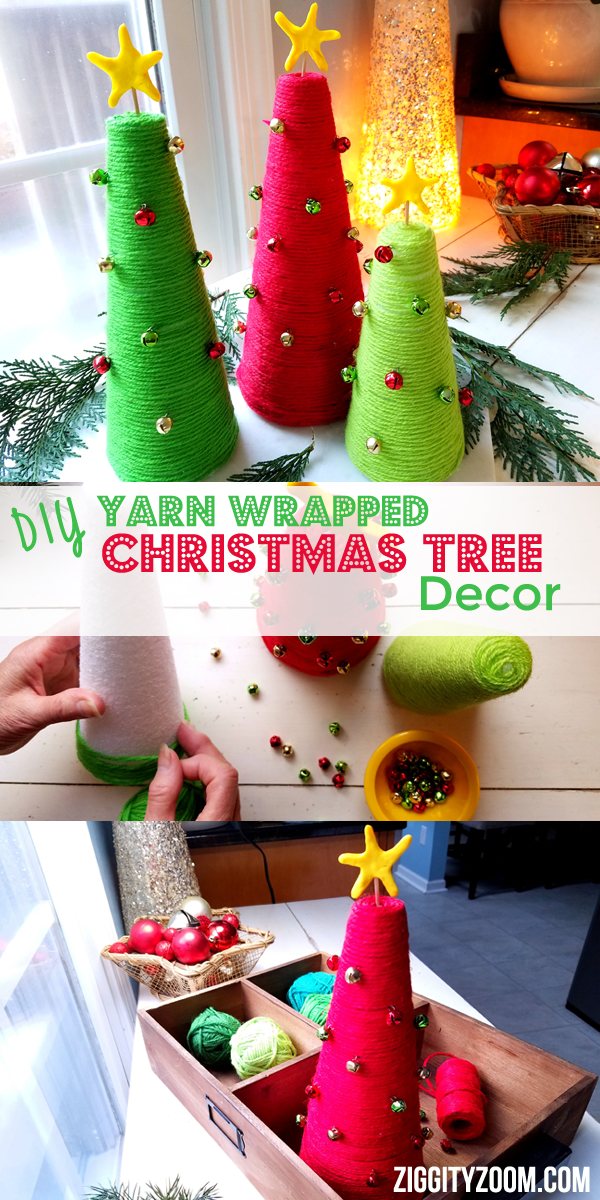 DIY Yarn Wrapped Christmas Tree Decor - Ziggity Zoom Family