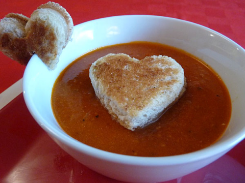 Grilled Cheese Hearts and Tomato Soup Recipe